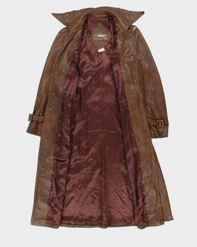 Vintage 70s Marquis Of London Classic Brown Leather Trench - S
