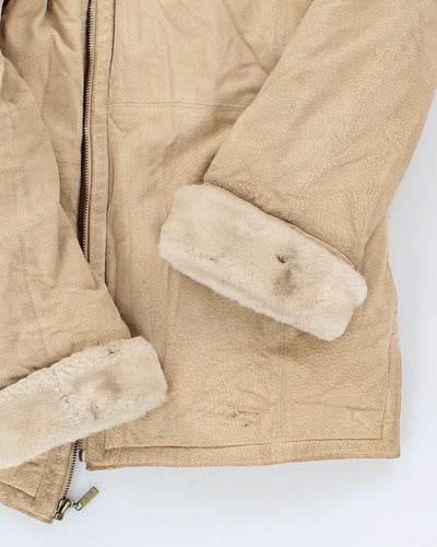 Vintage St John's Bay Fleece Lined Hooded Suede Coat - S
