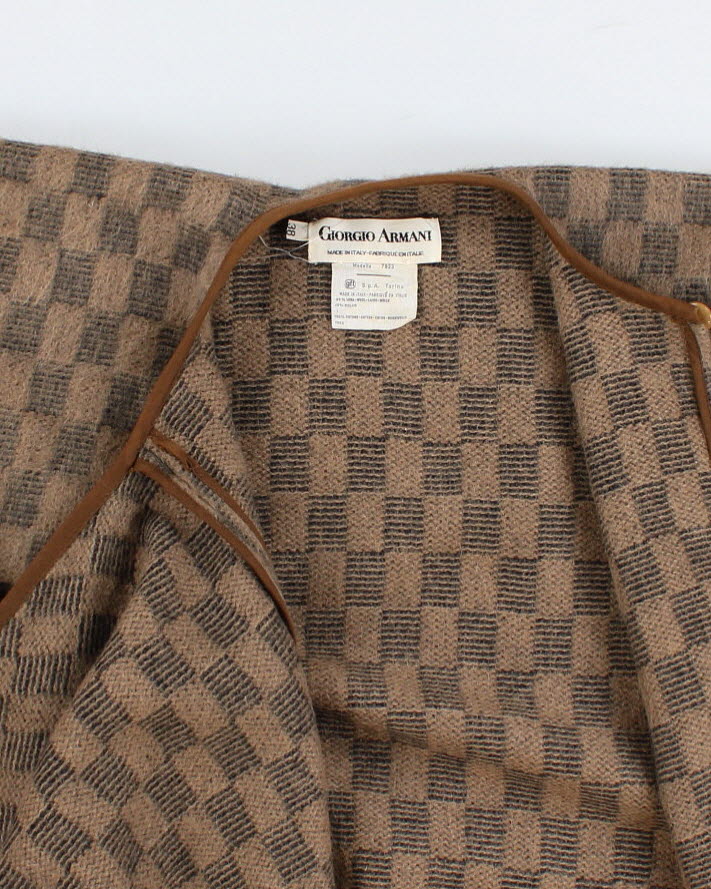 Vintage 1980's Brown checked Giorgio Armani Cloak - L