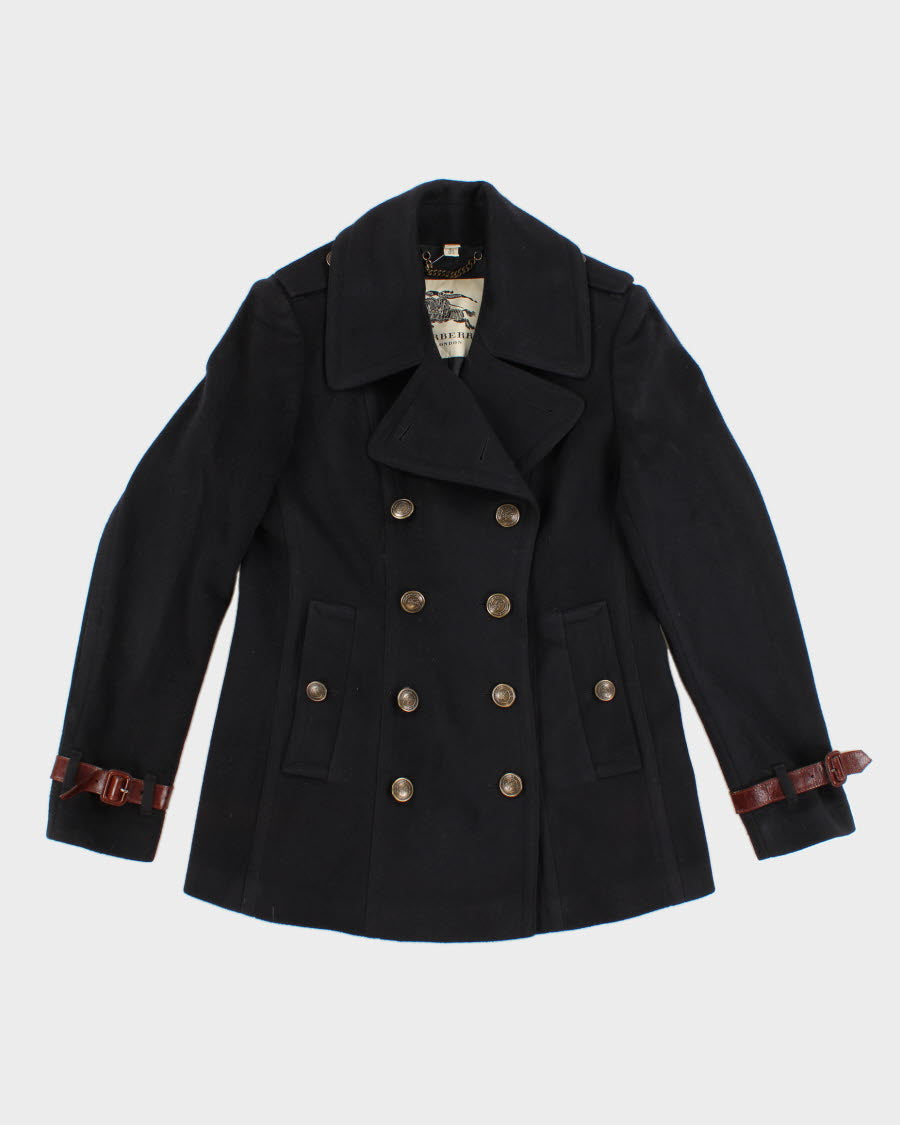 Vintage Woman's Burberry Wool Navy Pea Coat - M