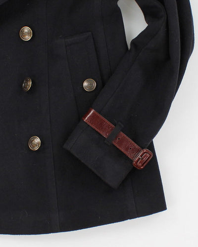 Vintage Woman's Burberry Wool Navy Pea Coat - M