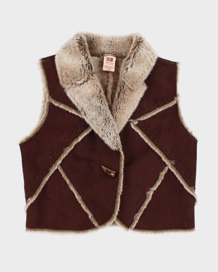 00s Faded Glory Faux Fur Lined Vest - S