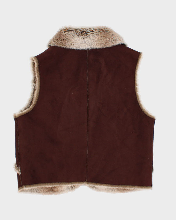 00s Faded Glory Faux Fur Lined Vest - S