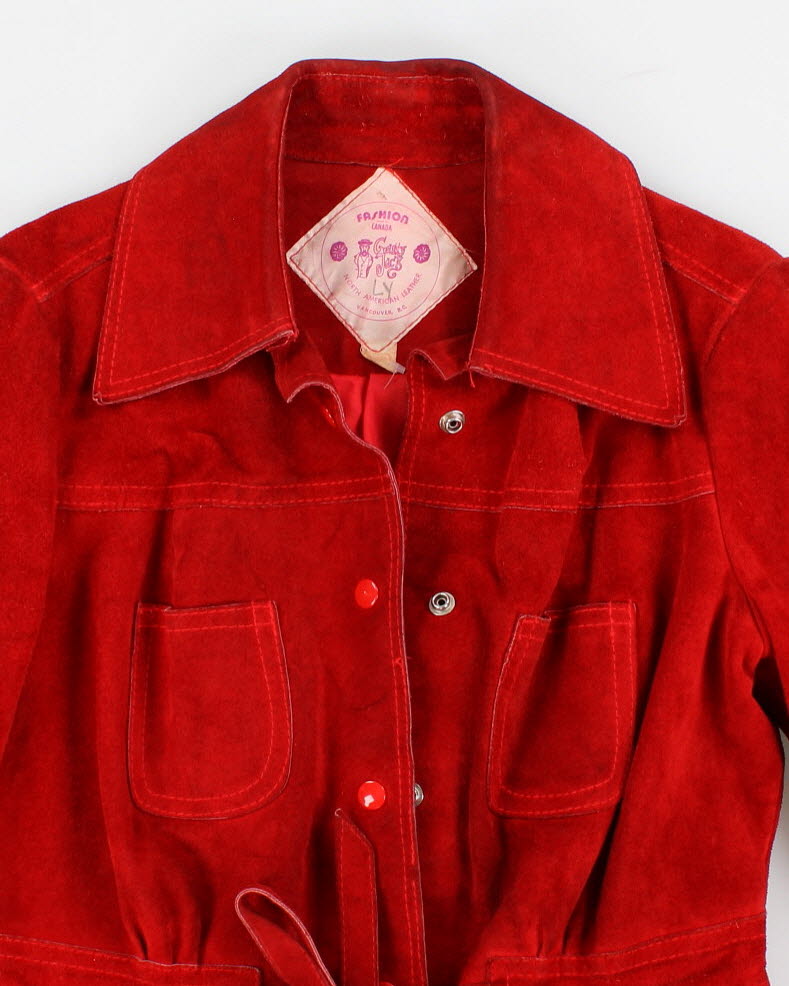 Vintage Woman's Red suede jacket - S