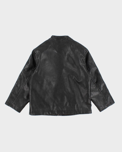 Women's  Vintage Black Leather Moto Jacket - S