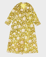 1960s Woman's Vintage mod Floral yellow printed Velvet Carpet Coat - M
