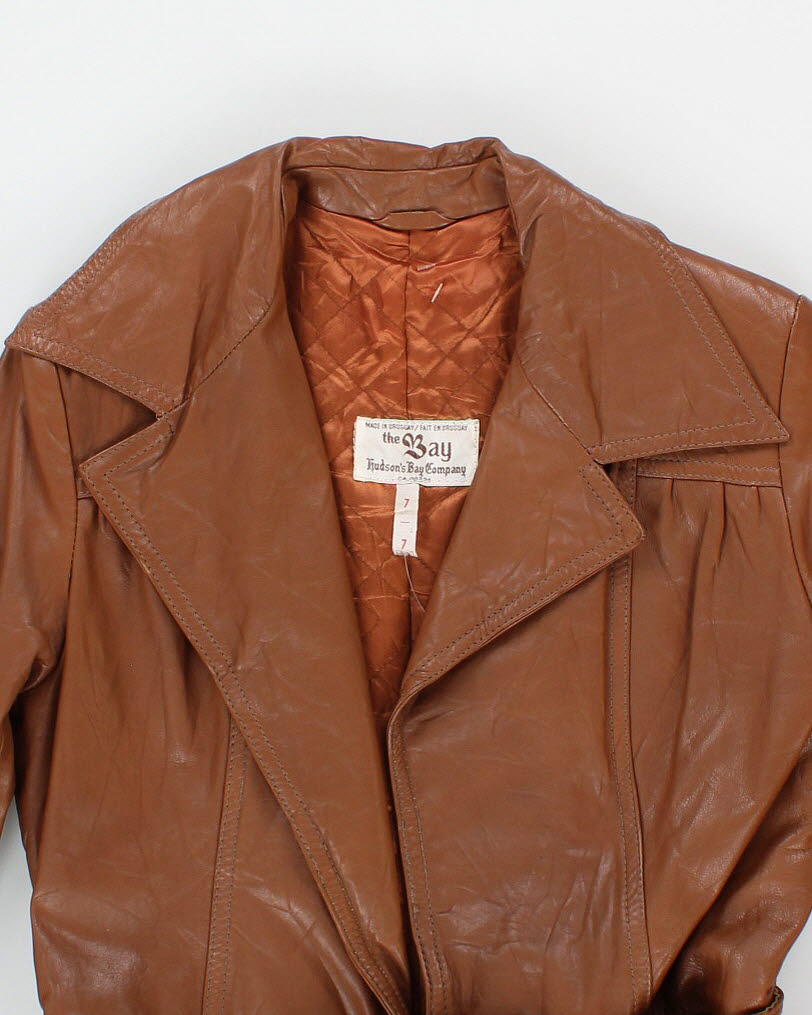 Vintage 60s Hudson's Bay Brown Leather Coat - M
