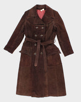 Vintage Woman's Brown Suede Button Up Coat - M