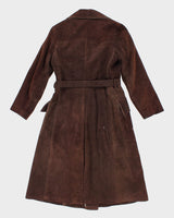 Vintage Woman's Brown Suede Button Up Coat - M