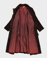 Vintage Woman's Brown Suede Button Up Coat - M