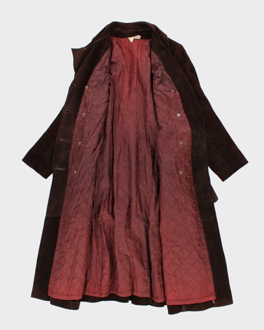 Vintage Woman's Brown Suede Button Up Coat - M
