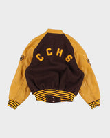 Womens Vintage Brown And Yellow Varsity Jacket - L