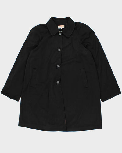 Womens Vintage 1990s Black Burberry Long Lined Coat - XL