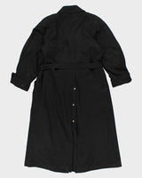 Womens Black Shiff Long Lined Trench Coat - M
