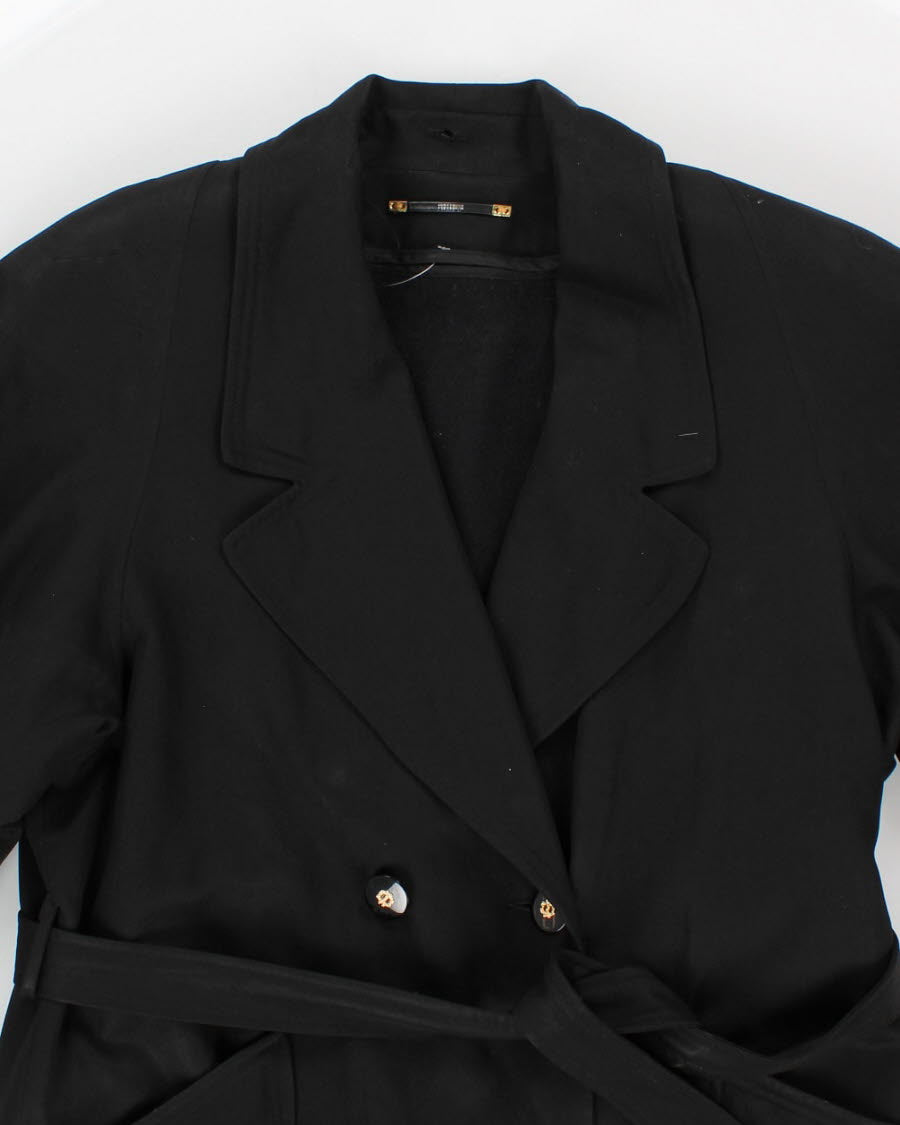 Womens Black Shiff Long Lined Trench Coat - M