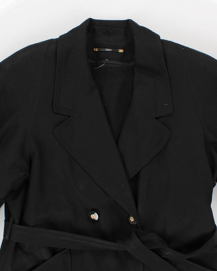 Womens Black Shiff Long Lined Trench Coat - M