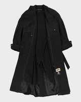 Womens Black Shiff Long Lined Trench Coat - M