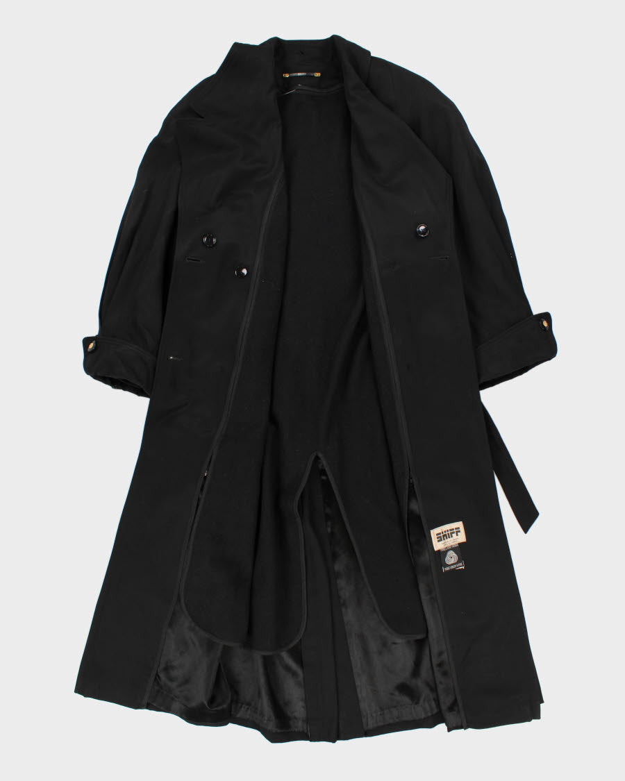 Womens Black Shiff Long Lined Trench Coat - M