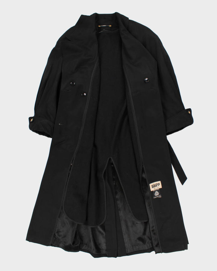 Womens Black Shiff Long Lined Trench Coat - M