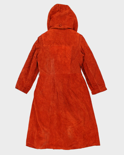 Vintage Woman's Orange Suede Duffle Coat - M