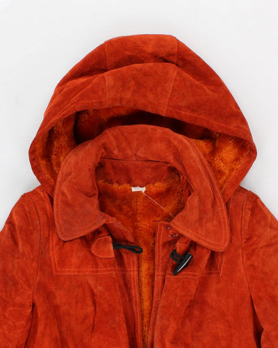 Vintage Woman's Orange Suede Duffle Coat - M