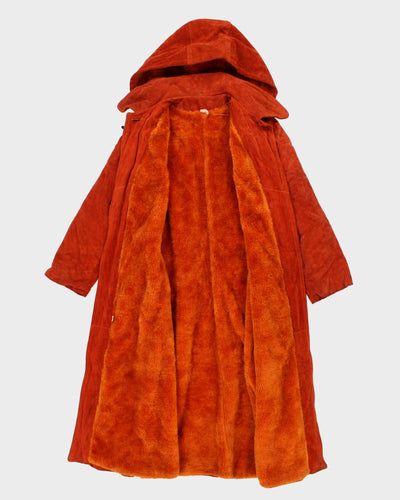 Vintage Woman's Orange Suede Duffle Coat - M
