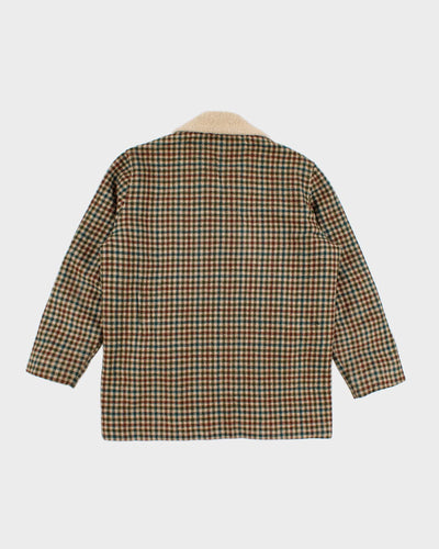 Vintage 1970s Wool Gingham Beige Pendleton Coat - M