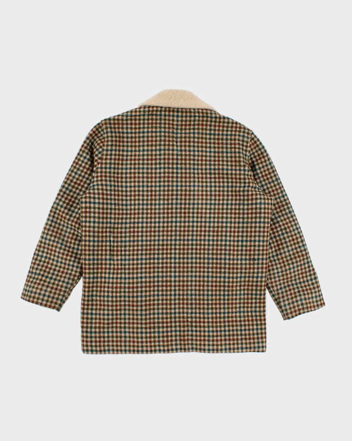 Vintage 1970s Wool Gingham Beige Pendleton Coat - M