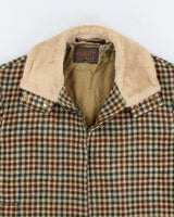 Vintage 1970s Wool Gingham Beige Pendleton Coat - M