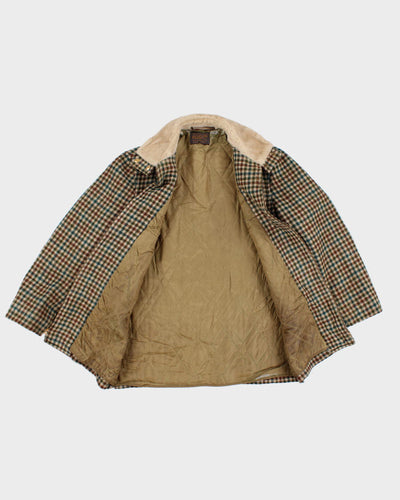 Vintage 1970s Wool Gingham Beige Pendleton Coat - M