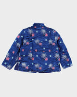 Vintage Women's Blue satin Mandarin collar Jacket - M