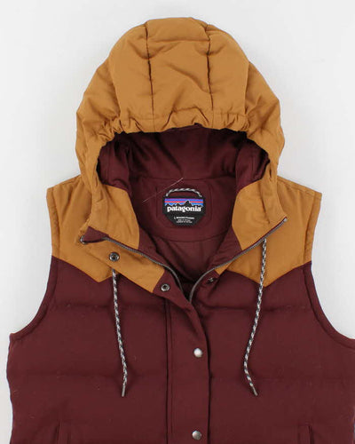 Women's Burgundy Patagonia Hooded Gilet - L