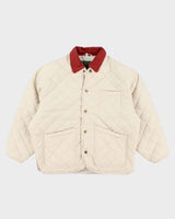 Vintage Women's Cream Quilted Jacket - M