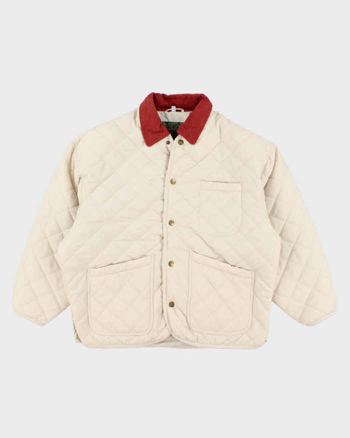 Vintage Women's Cream Quilted Jacket - M
