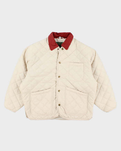 Vintage Women's Cream Quilted Jacket - M