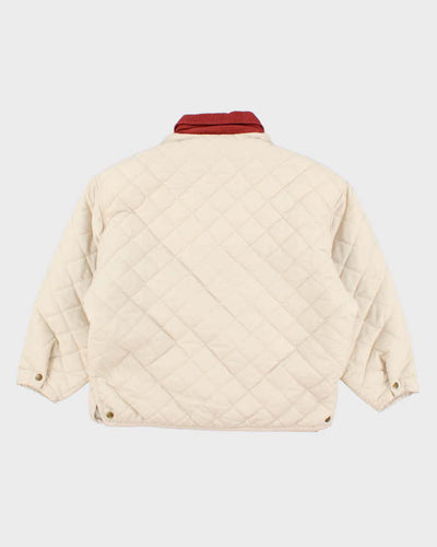 Vintage Women's Cream Quilted Jacket - M