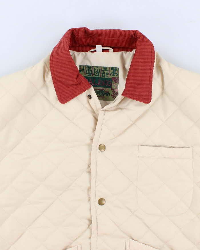 Vintage Women's Cream Quilted Jacket - M