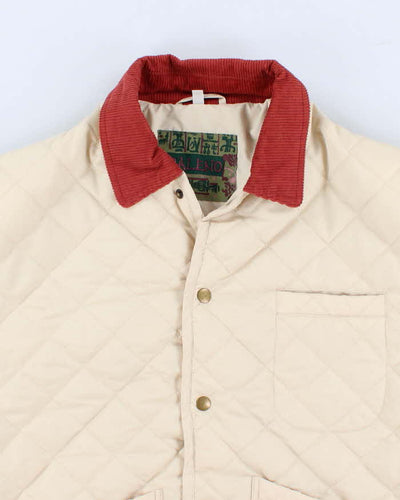 Vintage Women's Cream Quilted Jacket - M
