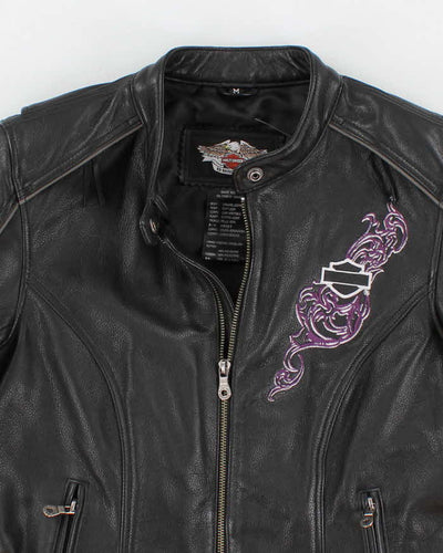 Womens Black Harley Davidson Moto Jacket - M