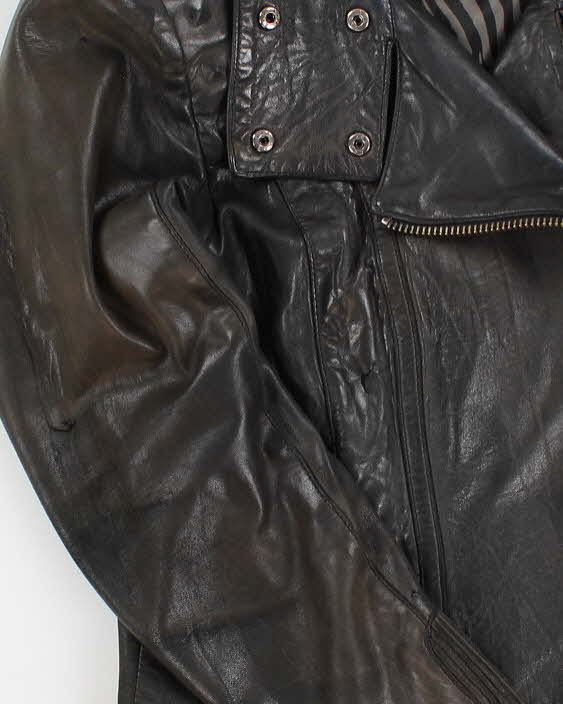 Womens Mackage Black Studded Leather Zip Up Moto Jacket - M