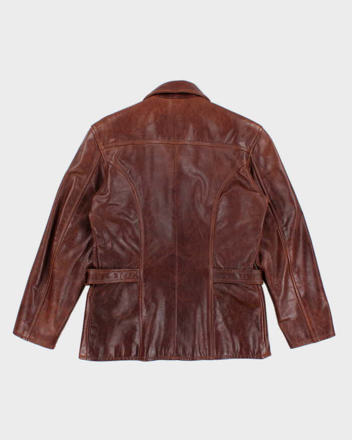 Vintage Women's Brown Leather Zip Up Jacket - M