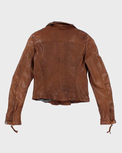 Womens Brown  Leather Danier Moto Jacket - S