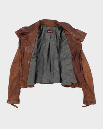 Womens Brown  Leather Danier Moto Jacket - S