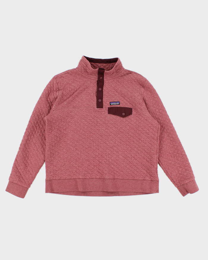 Womens Pink Patagonia Quarter Zip Quilted Sweatshirt - XL