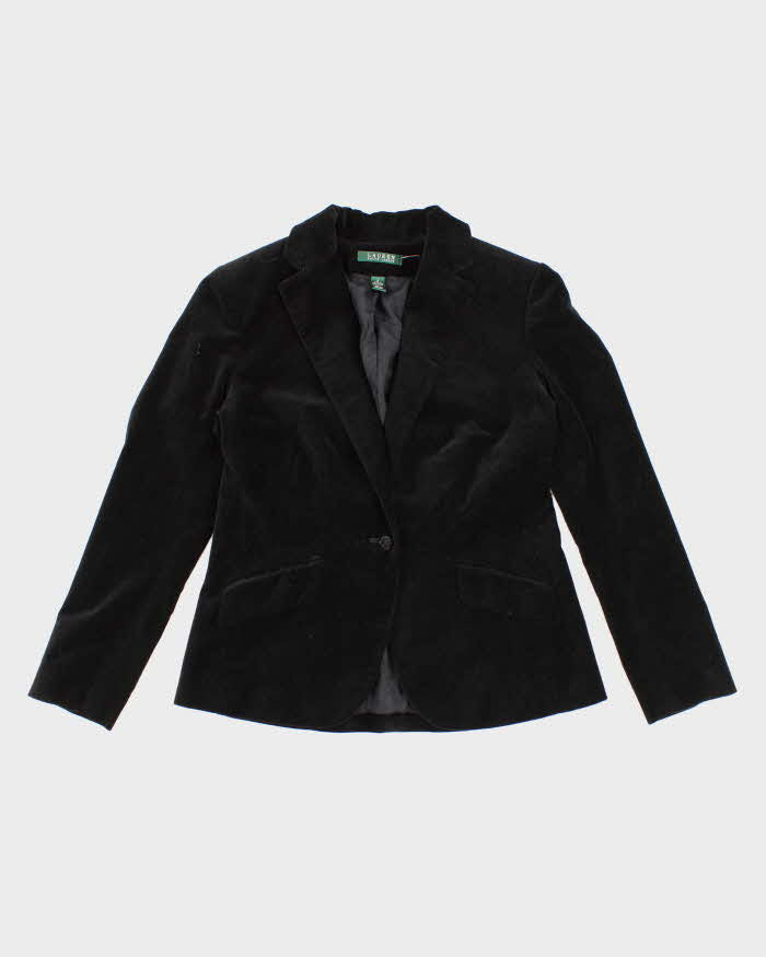 00s Ralph Lauren Black Velvet Blazer - M