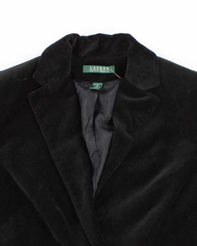 00s Ralph Lauren Black Velvet Blazer - M