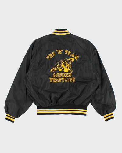 90s Vintage Women's Black Varsity Jacket - M
