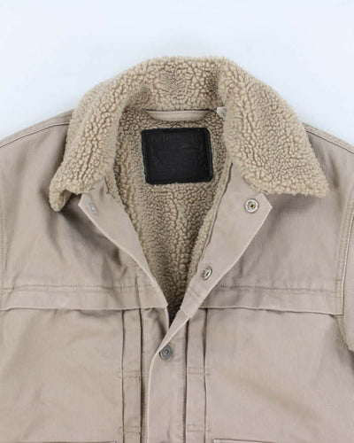 Womens Beige Levi's Fleece Lined Trucker Jacket - S