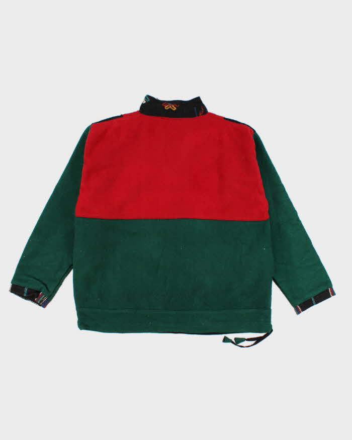 Womens 1990s Wool Red and Green Patterned Nepal Jacket - L