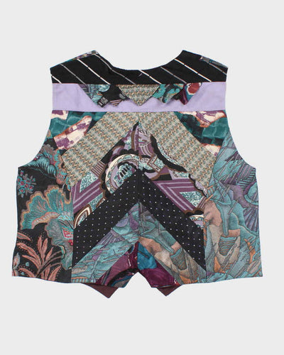 Vintage Darling Patchwork Style Silk Vest - M